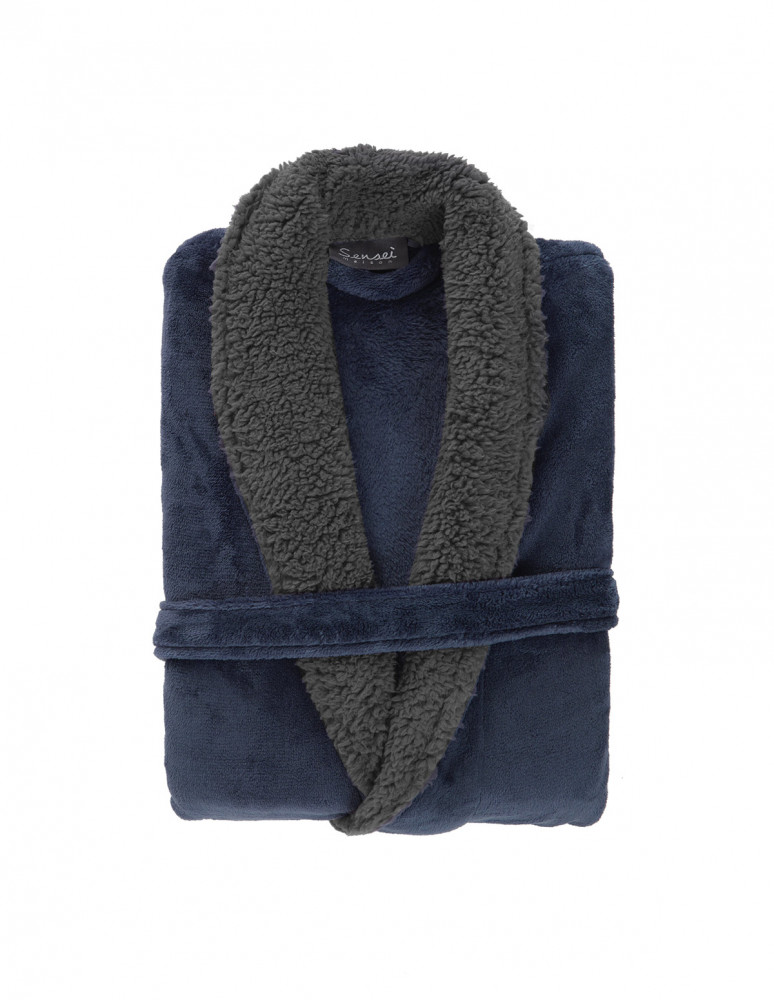 Peignoir Polaire col chale bicolore KALY