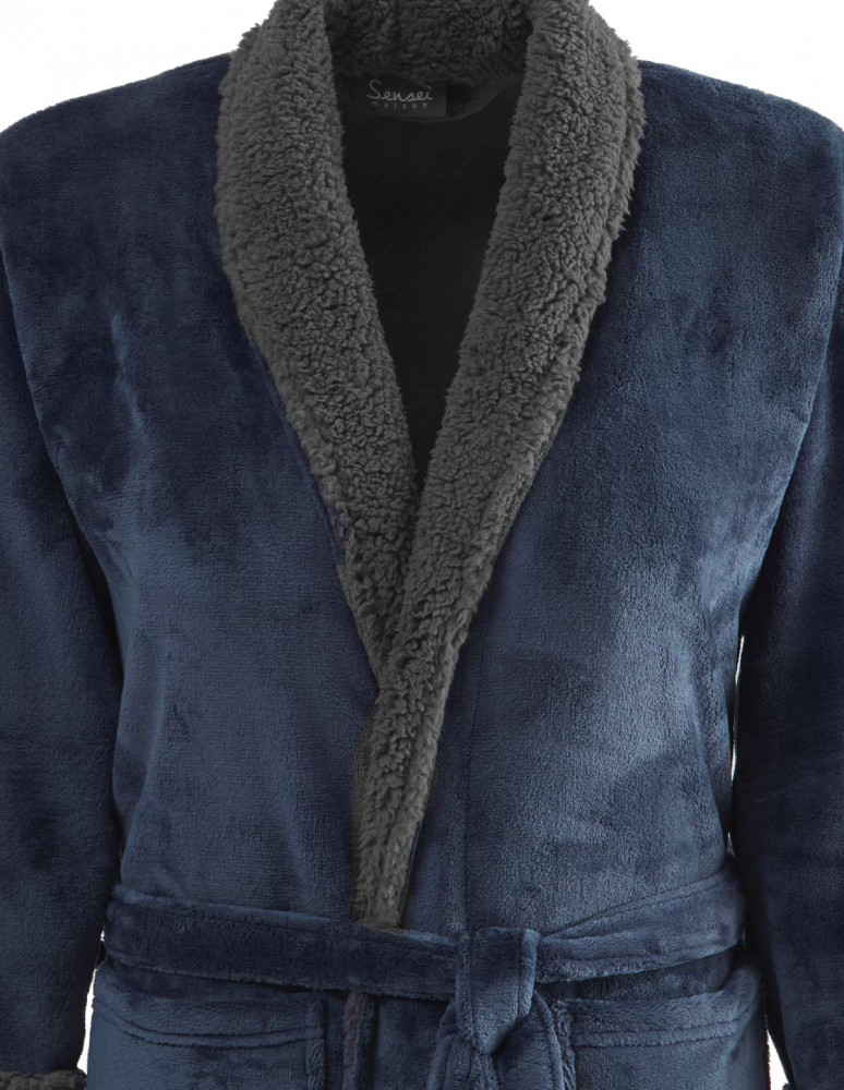 Peignoir Polaire col chale bicolore KALY