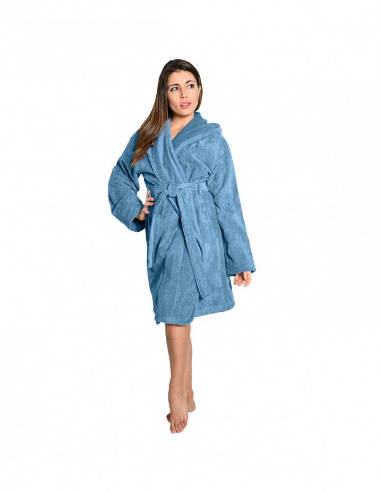 Peignoir court à capuche velours...