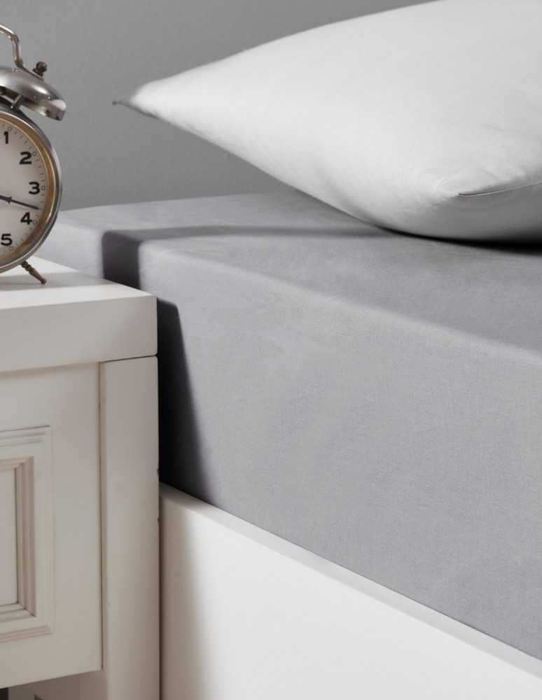 Drap housse en coton lavé biologique...