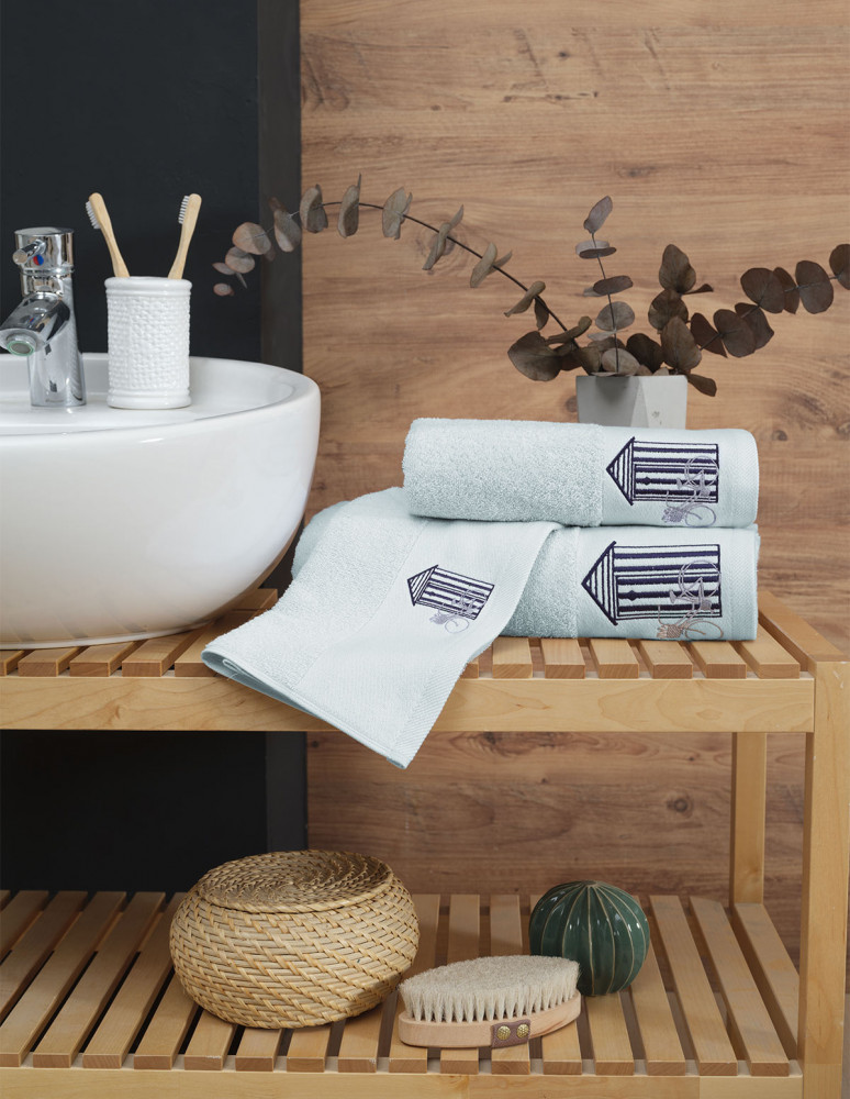 Drap de douche 70x140cm brodé BORD DE...