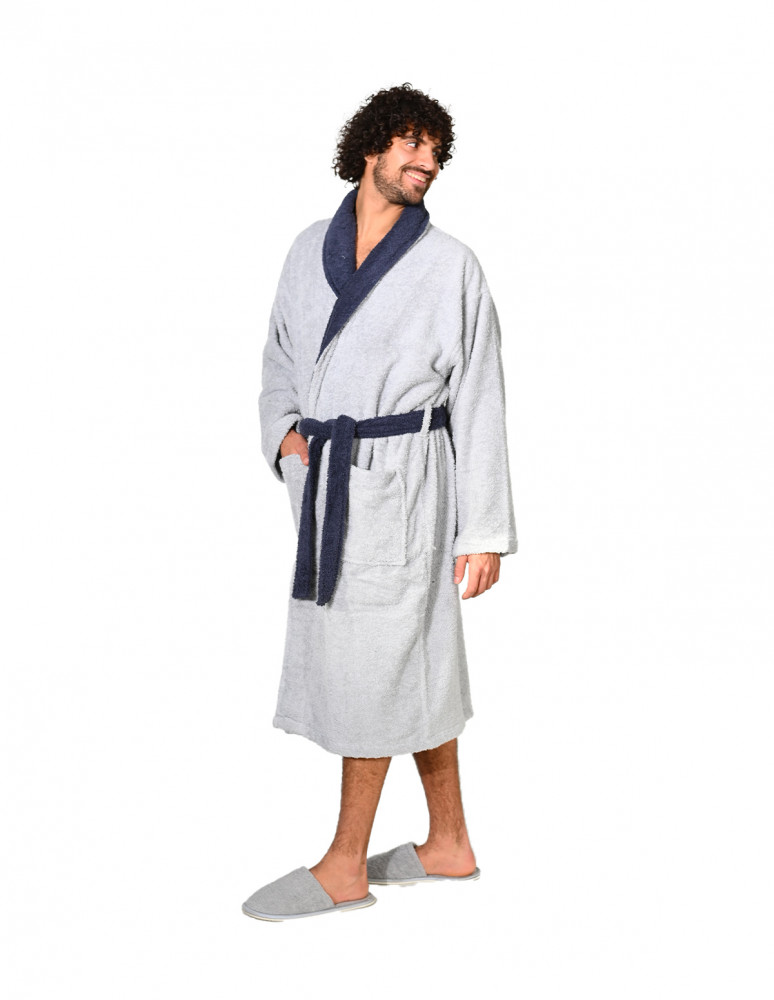 Peignoir col chale bicolore 450gr/m²...