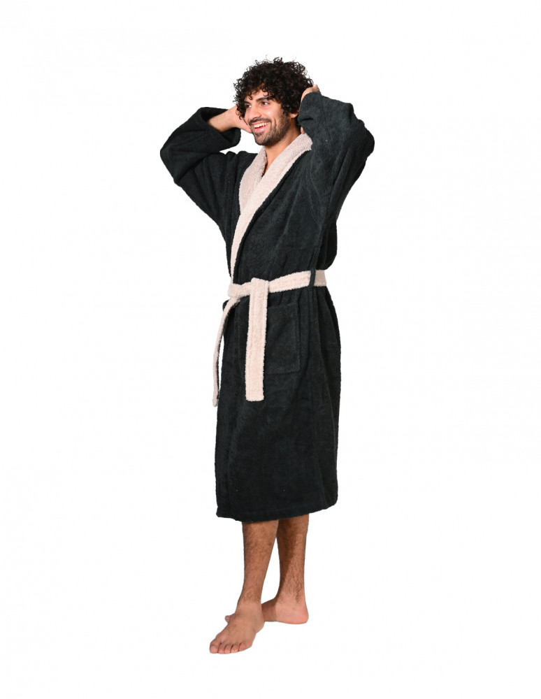 Peignoir col chale bicolore 450gr/m²...