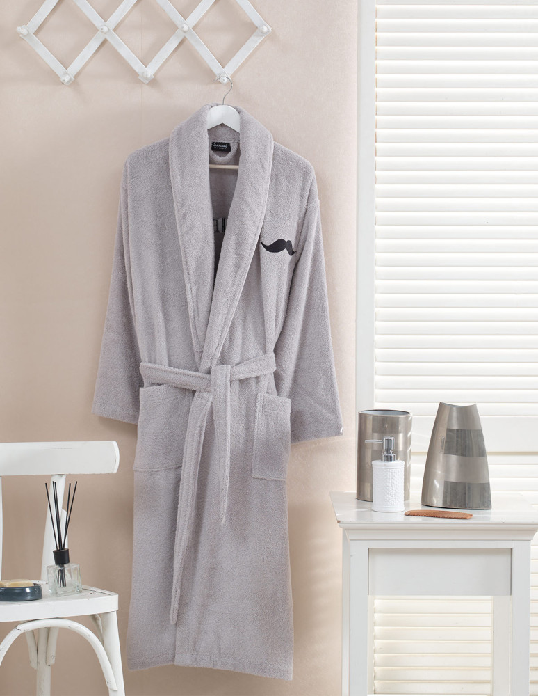 Peignoir col châle brodé 100% Coton...