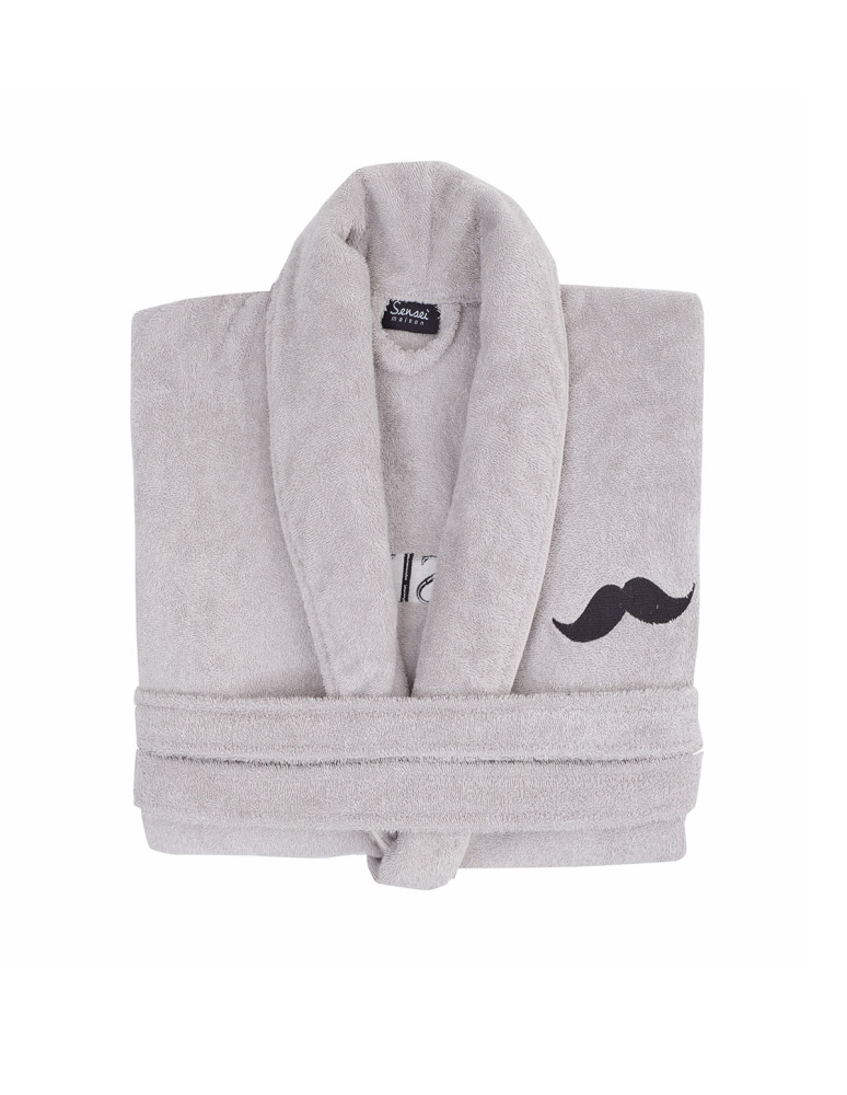 Peignoir col châle brodé 100% Coton...