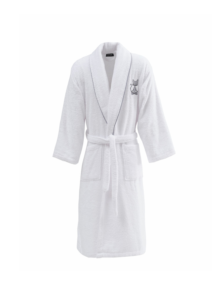 Peignoir col châle brodé 100% Coton...