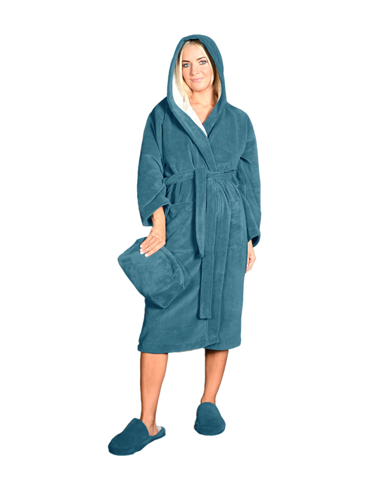 Peignoir col châle bicolore 300 gr/m²...