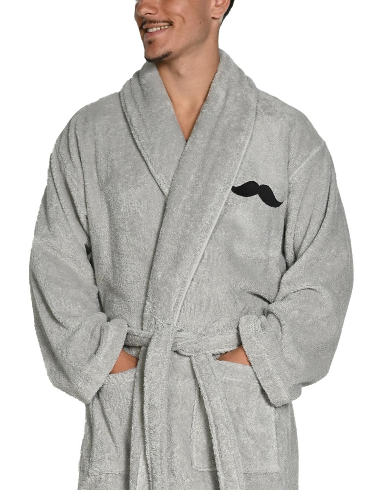 Peignoir col châle brodé 100% Coton...