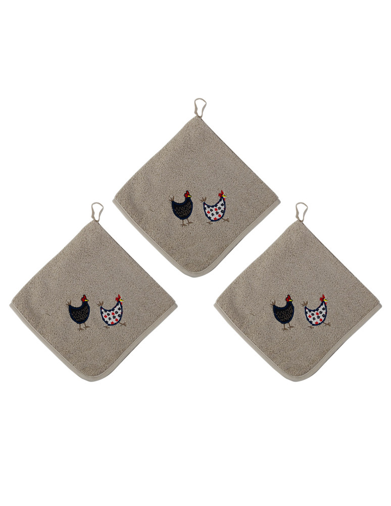 Lot de 3 Torchons Carrés Eponge...