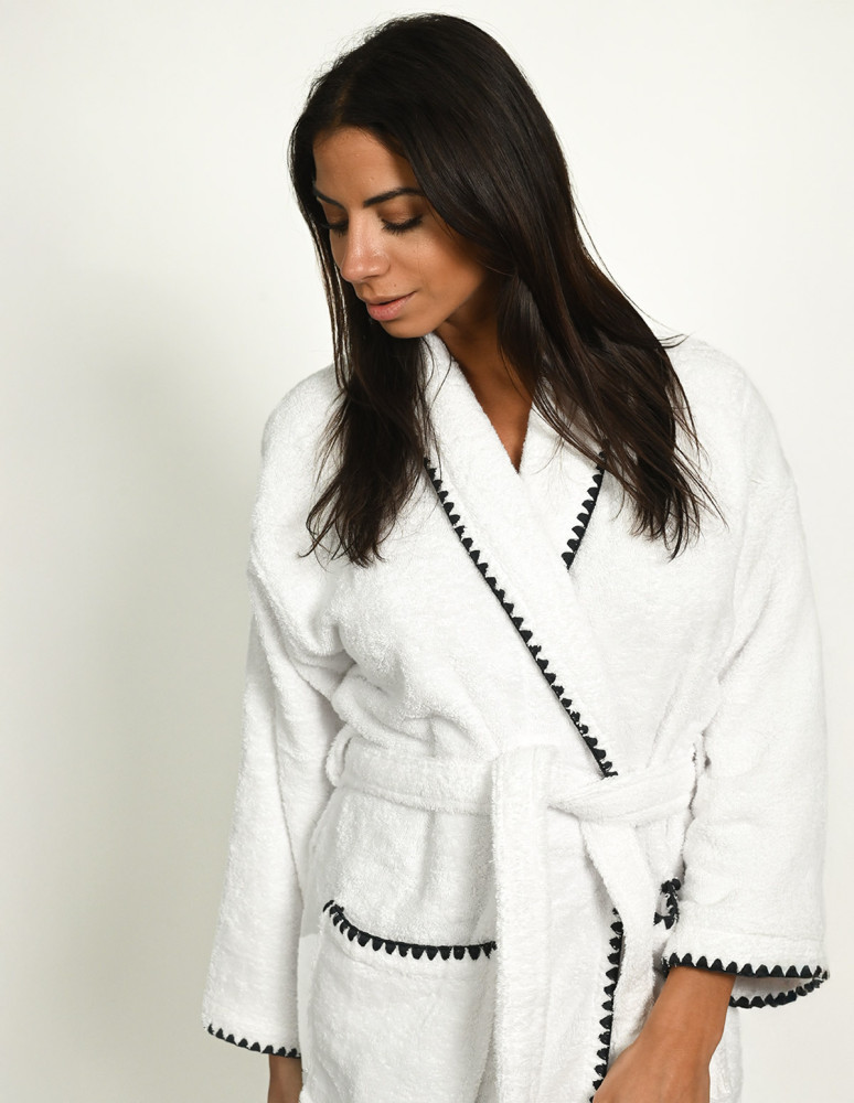 Peignoir col chale  point cavalier...