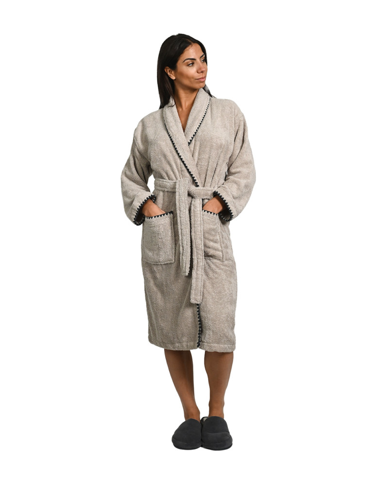 Peignoir col chale  point cavalier...