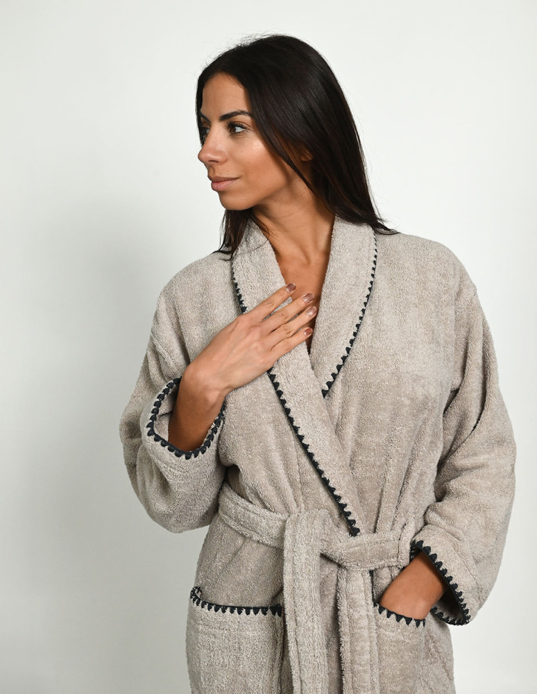 Peignoir col chale  point cavalier...