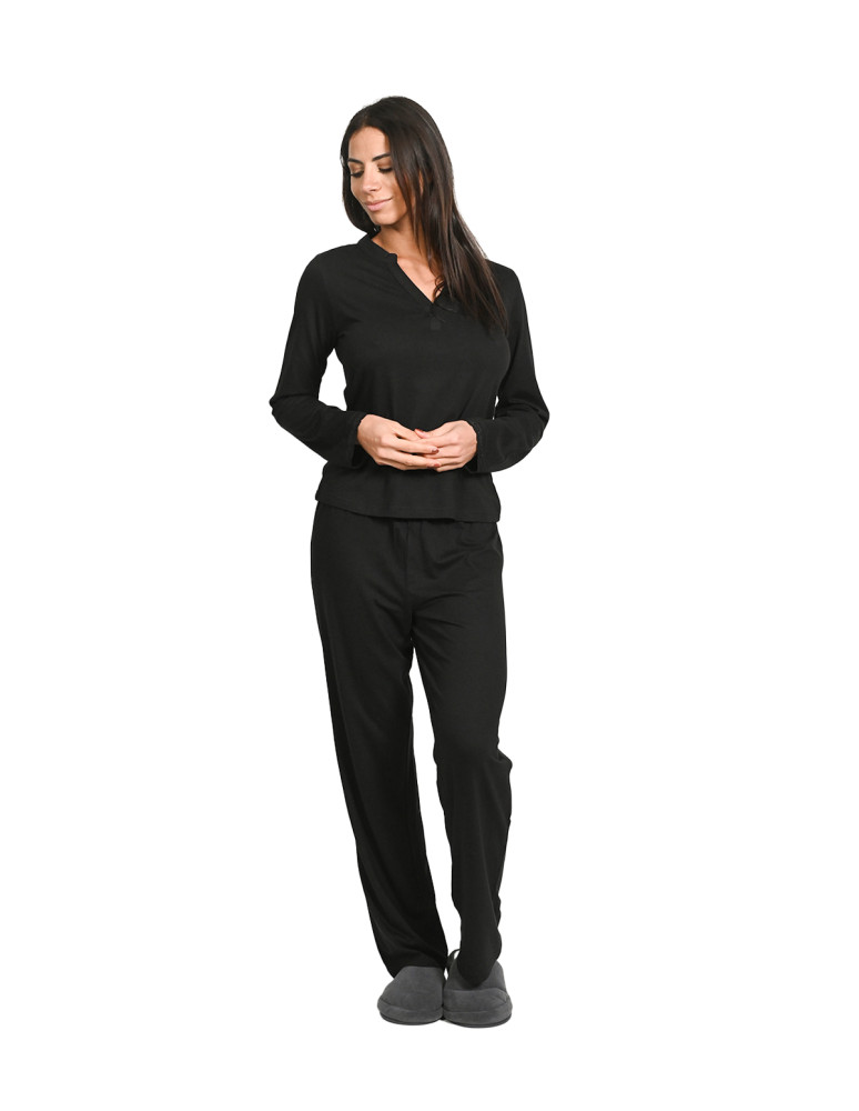 Pyjama pantalon coton-viscose haut...
