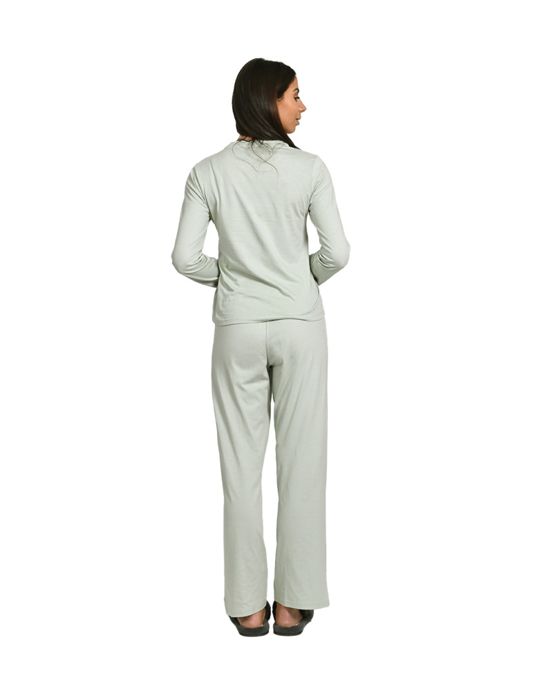 Pyjama pantalon coton-viscose haut...