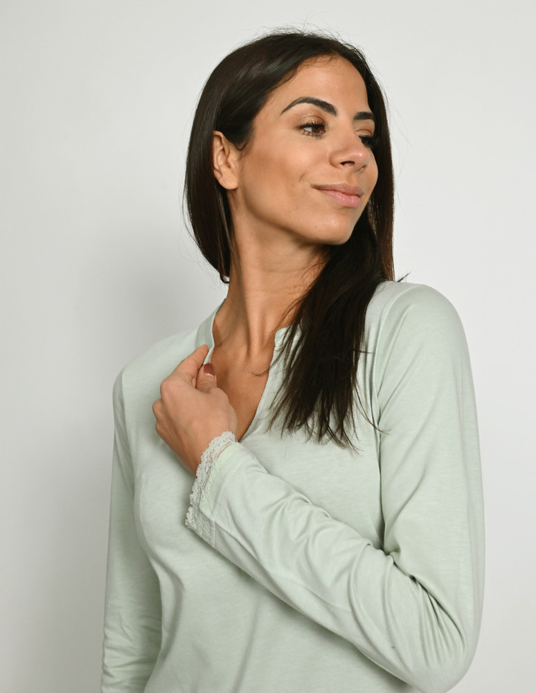 Pyjama pantalon coton-viscose haut...