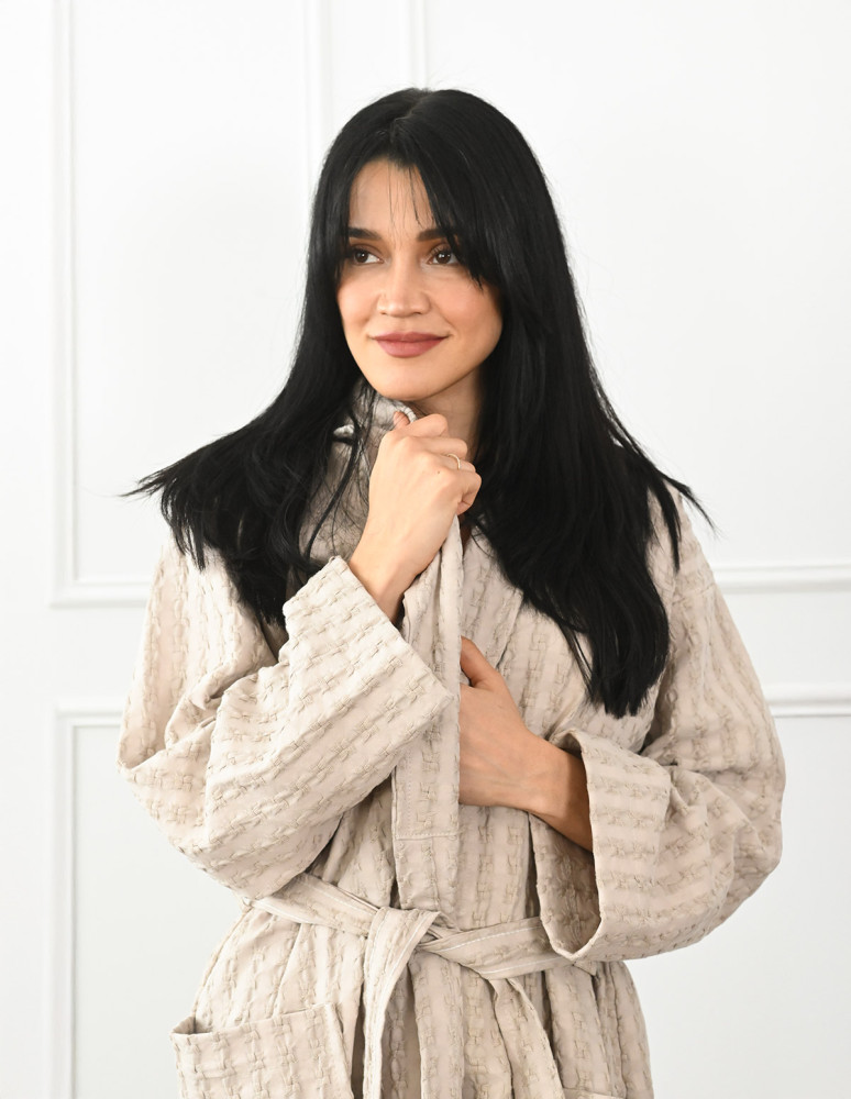 Peignoir nid d'abeille lavé WAFFLE KNOTE