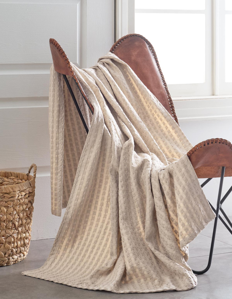 Plaid nid d'abeille lavé  WAFFLE KNOTE