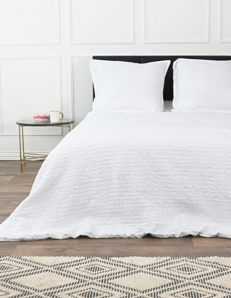 Couvre lit nid d'abeille lavé WAFFLE...