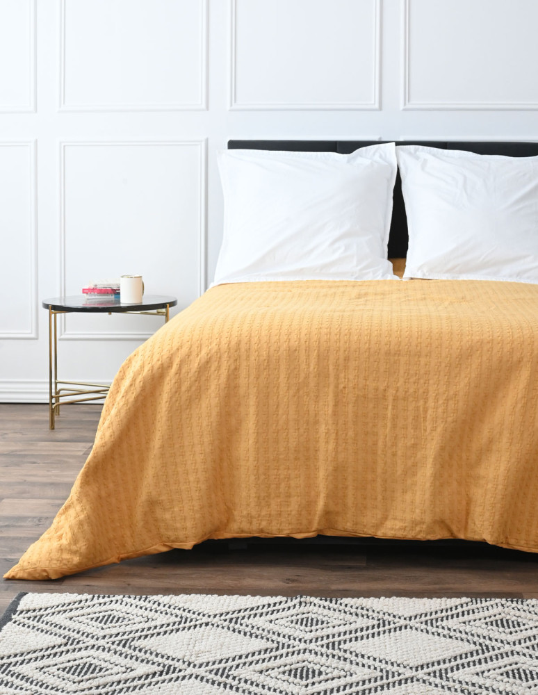 Couvre lit nid d'abeille lavé WAFFLE...