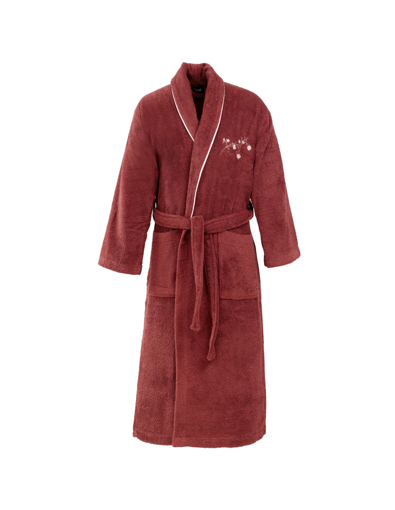 Peignoir col châle 420 gr/m² brodé ELISE