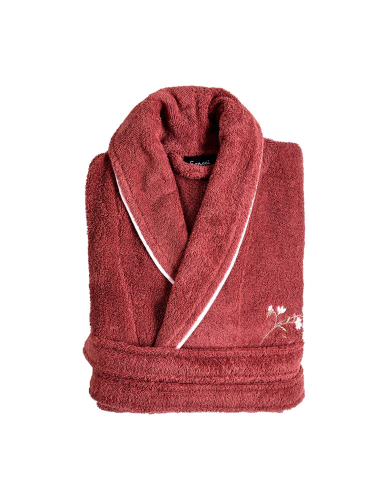 Peignoir col châle 420 gr/m² brodé ELISE