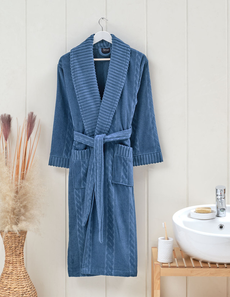 Peignoir col châle jacquard velours...