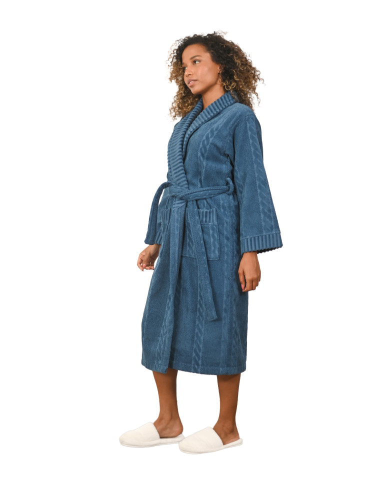 Peignoir col châle jacquard velours...