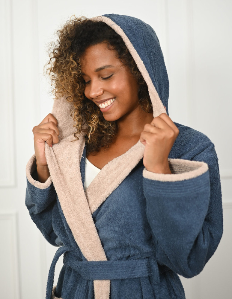 Peignoir à capuche bicolore 420 g/m²...