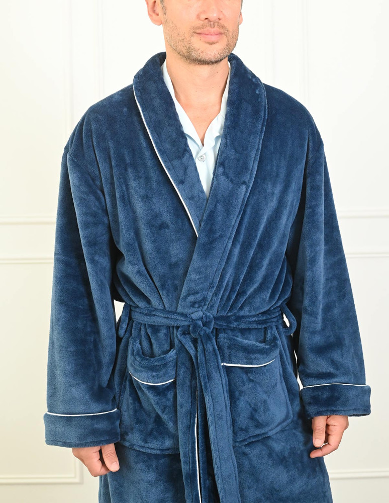 Peignoir polaire avec passepoil Micro...