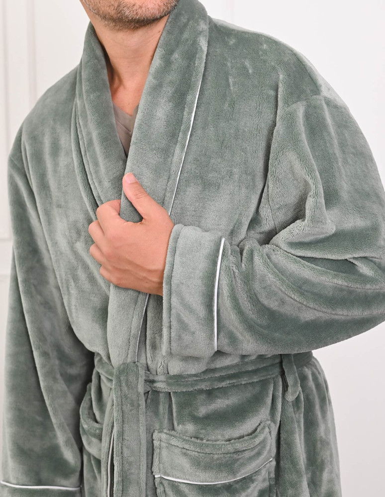 Peignoir polaire avec passepoil Micro...