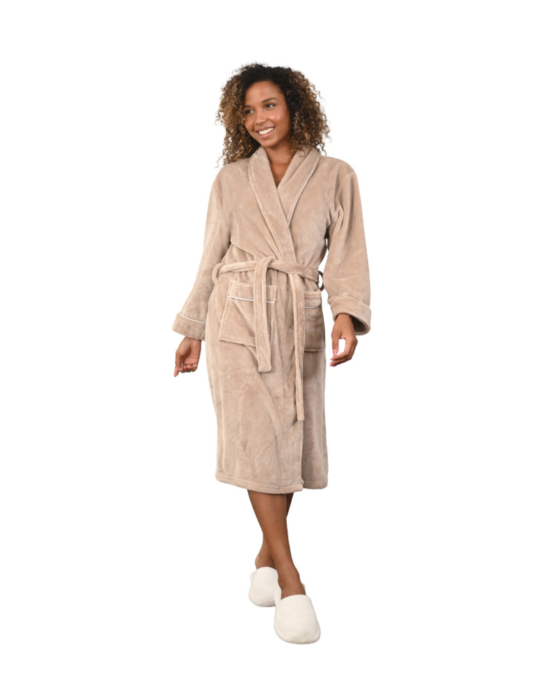 Peignoir polaire avec passepoil Micro...