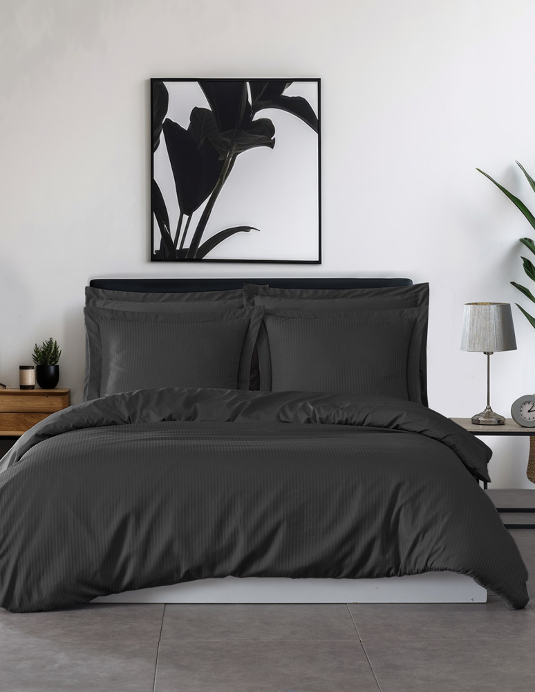 Housse de couette rayée réversible en...