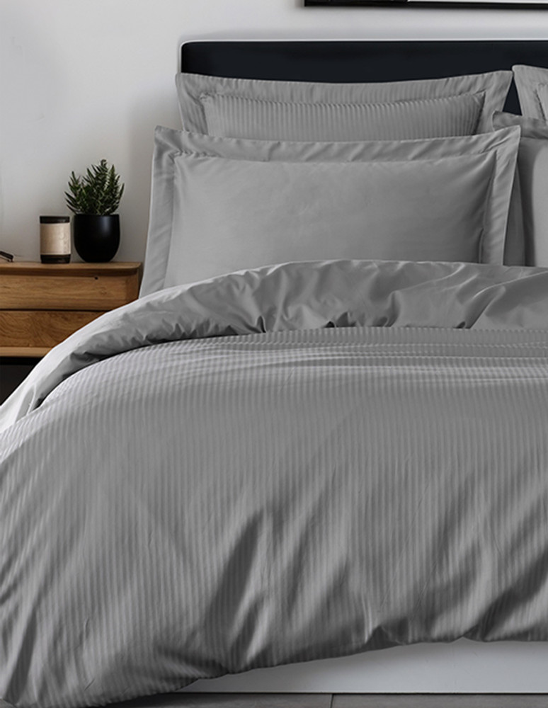 Housse de couette rayée réversible en...