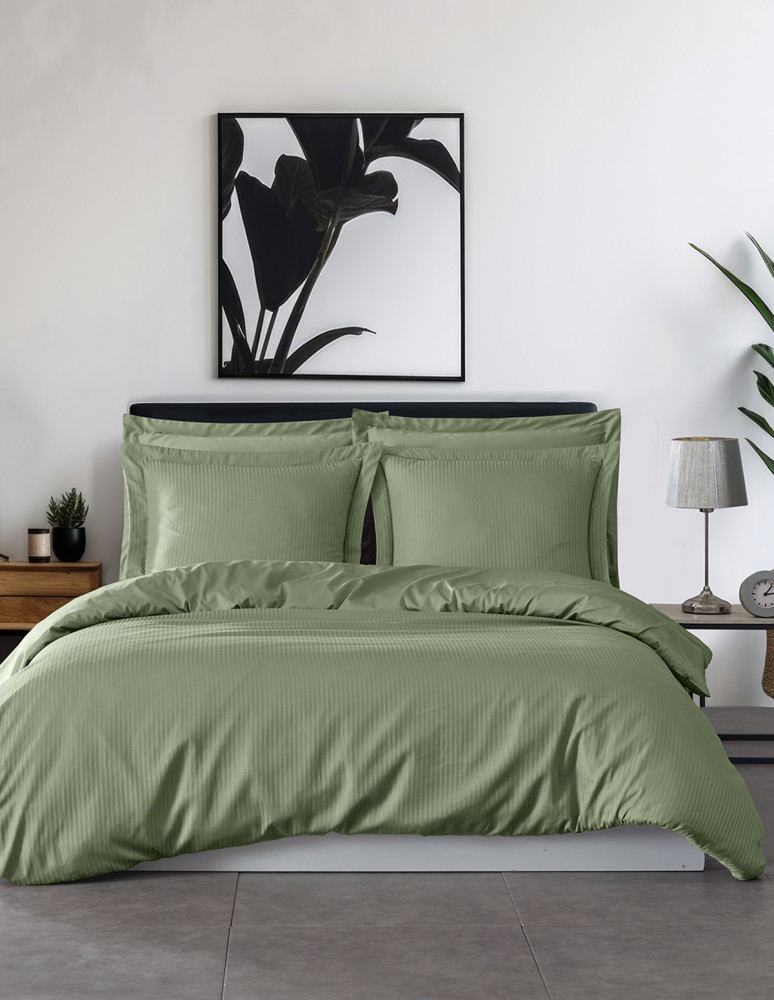 Housse de couette rayée réversible en...