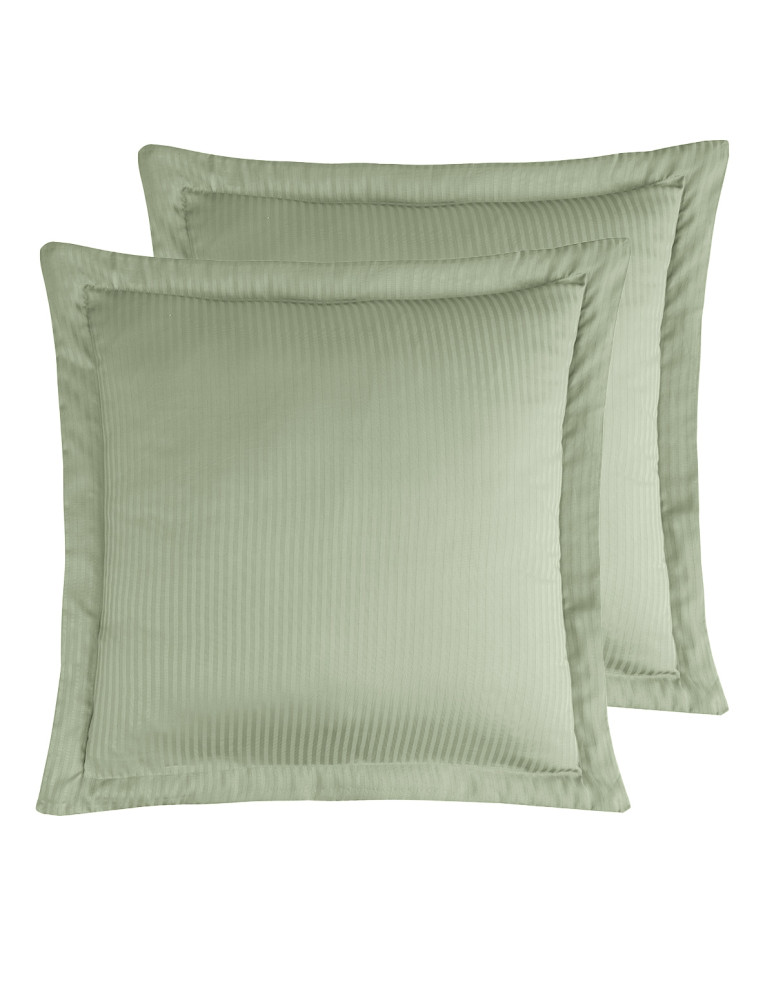 2 taies d'oreiller rayées en satin de...