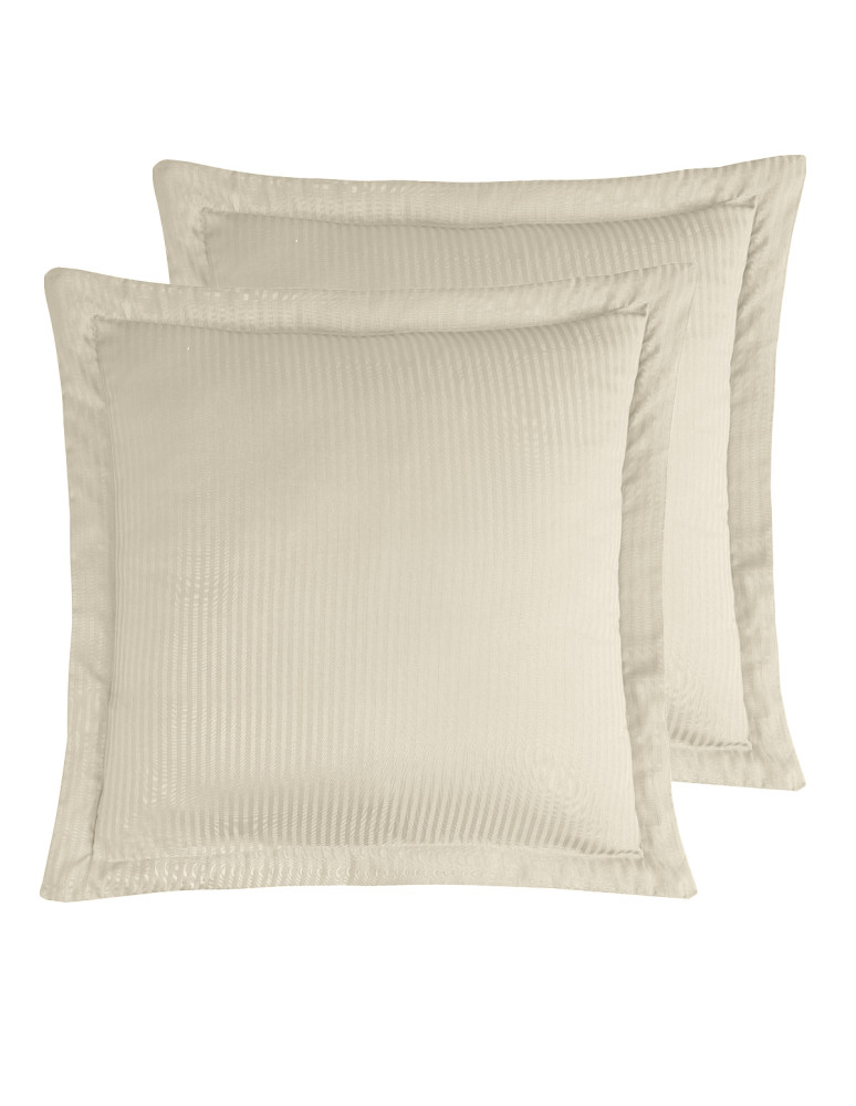 2 taies d'oreiller rayées en satin de...