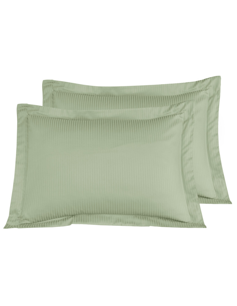 2 taies d'oreiller rayées en satin de...