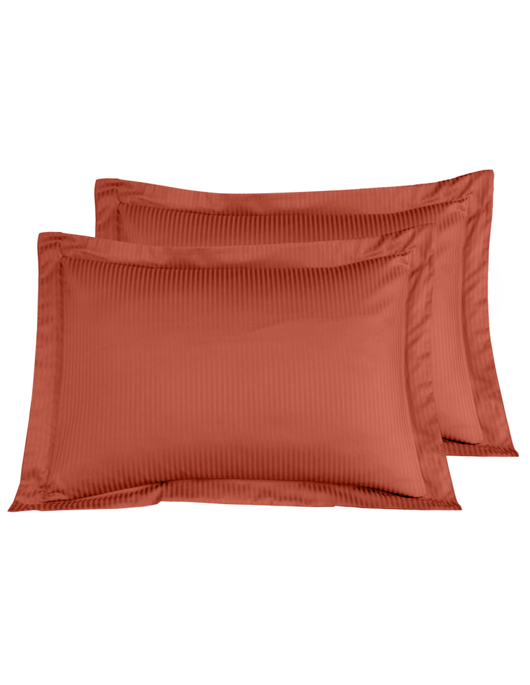 2 taies d'oreiller rayées en satin de...