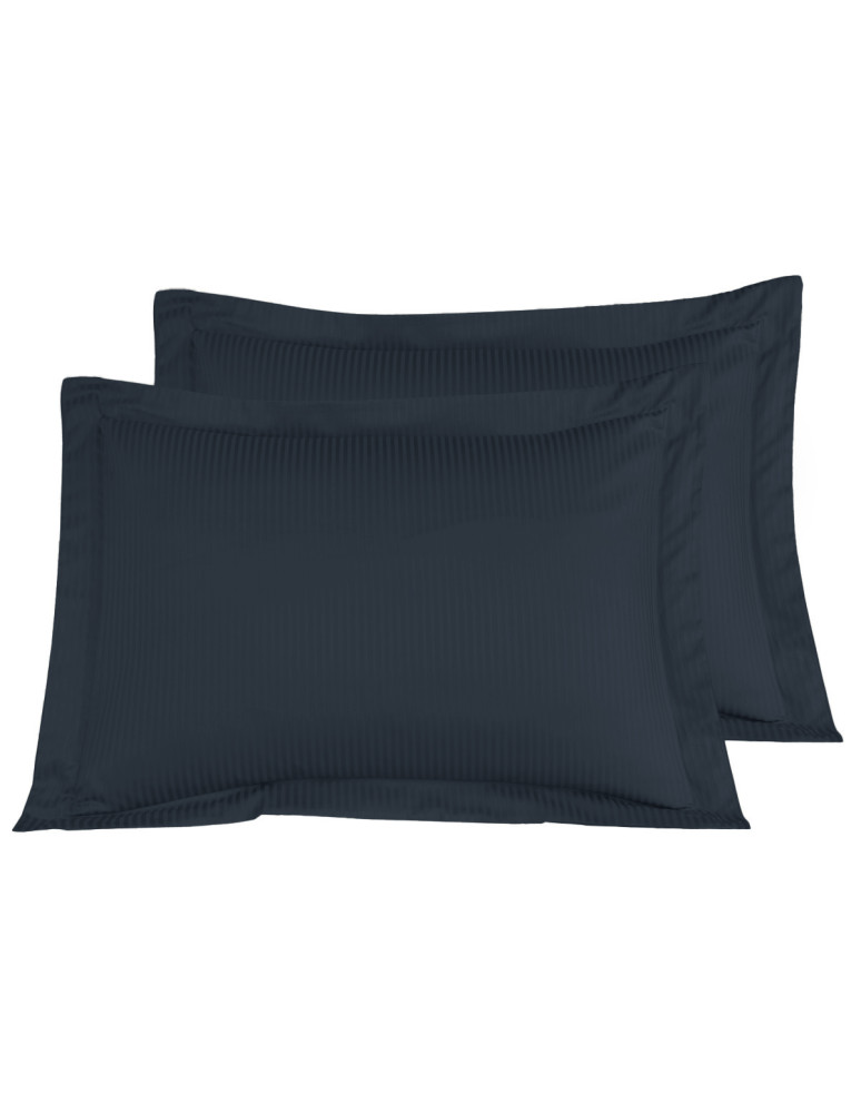 2 taies d'oreiller rayées en satin de...