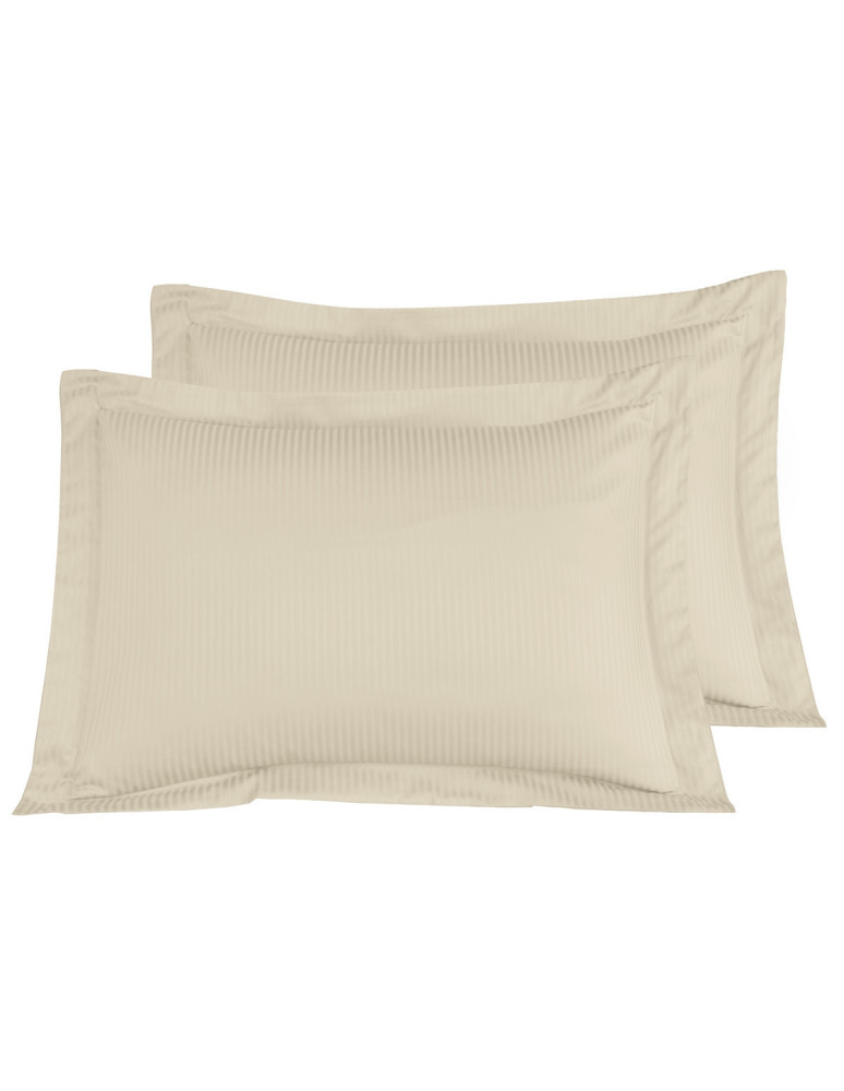 2 taies d'oreiller rayées en satin de...
