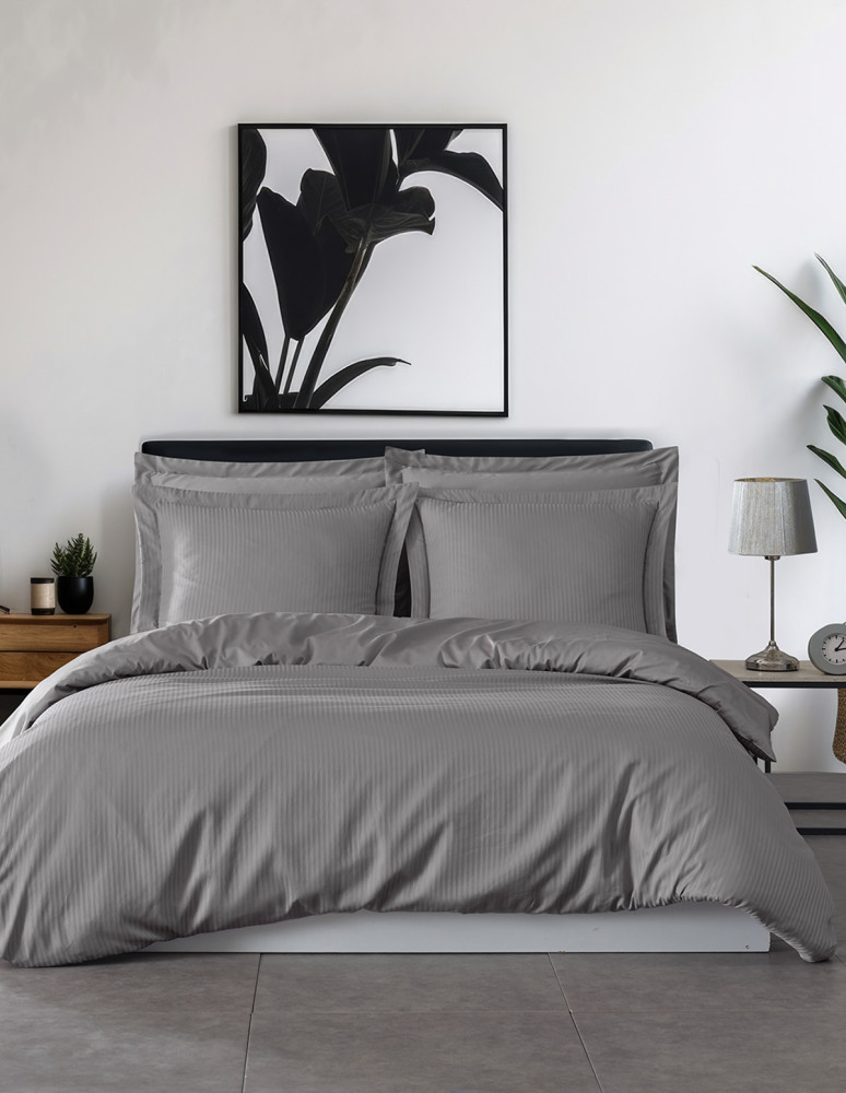 2 taies d'oreiller rayées en satin de...