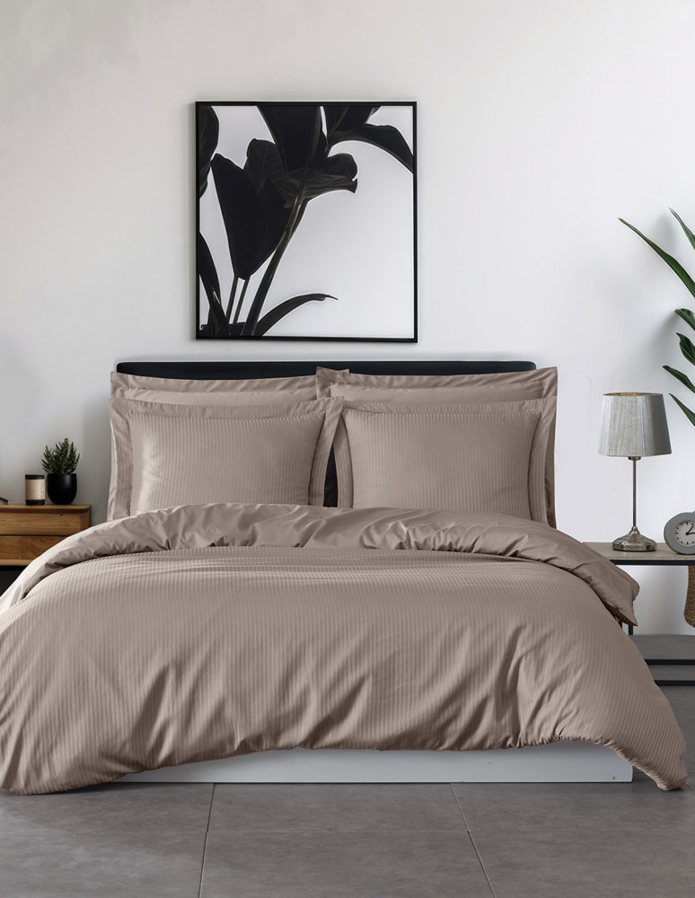 2 taies d'oreiller rayées en satin de...