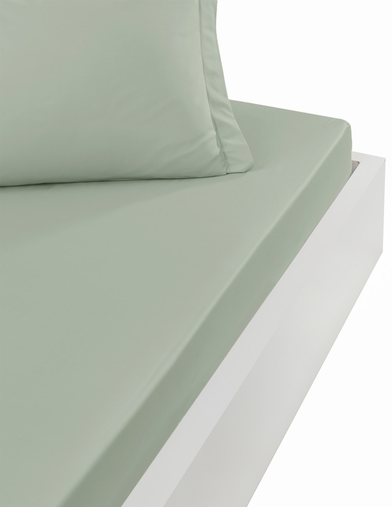 Drap housse satin de coton-tencel...