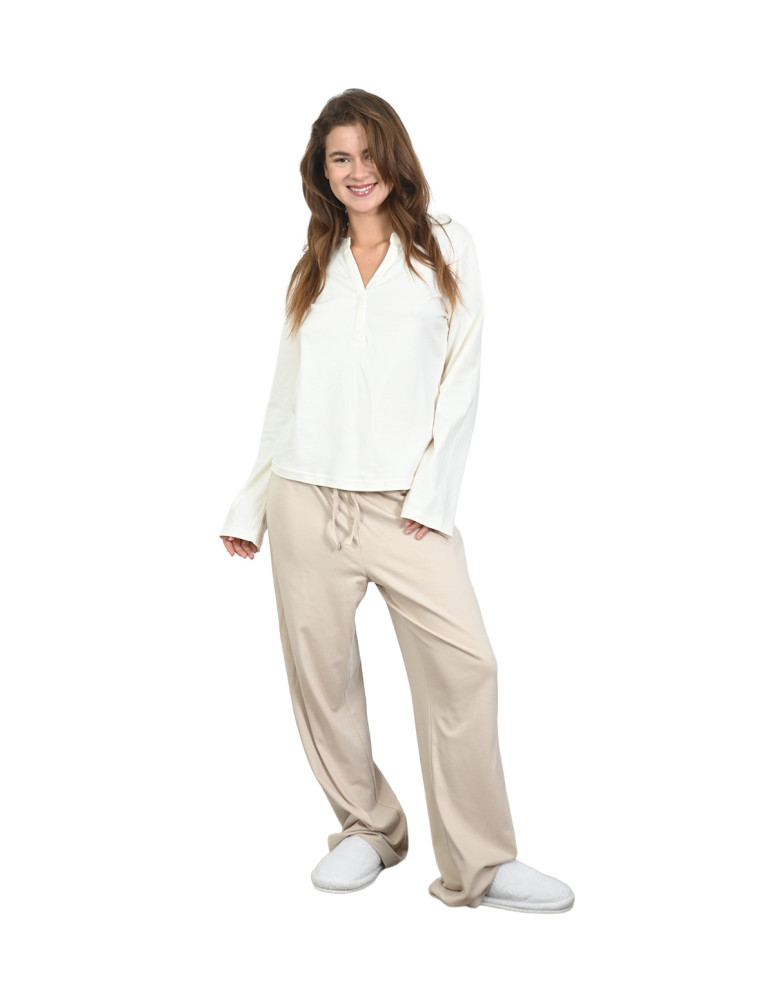 Pyjama femme tee shirt col V +...