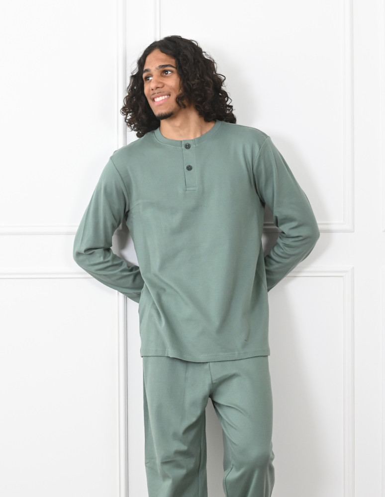 Pyjama homme tee shirt boutons  +...