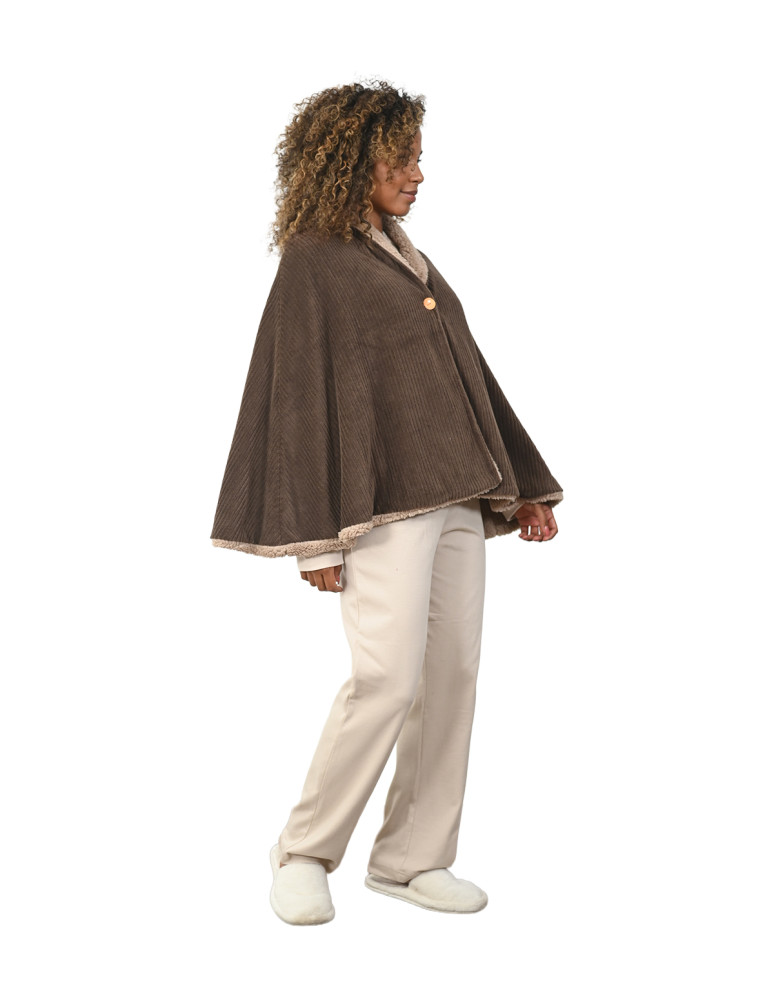 Pélerine polaire cotelé doublé sherpa...