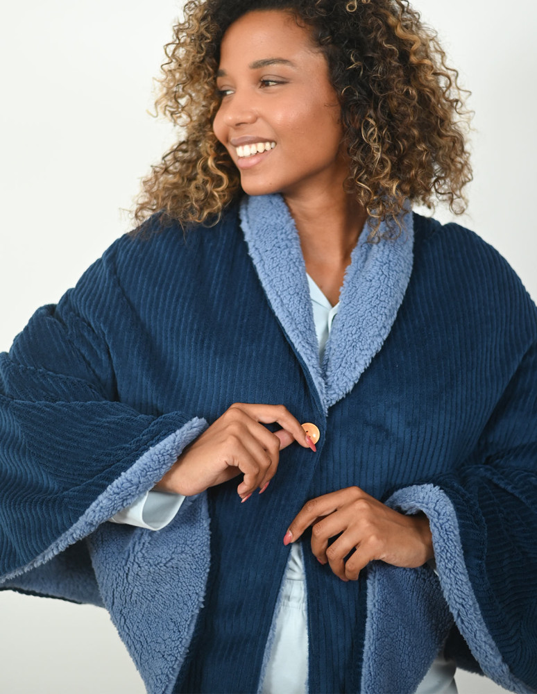 Pélerine polaire cotelé doublé sherpa...