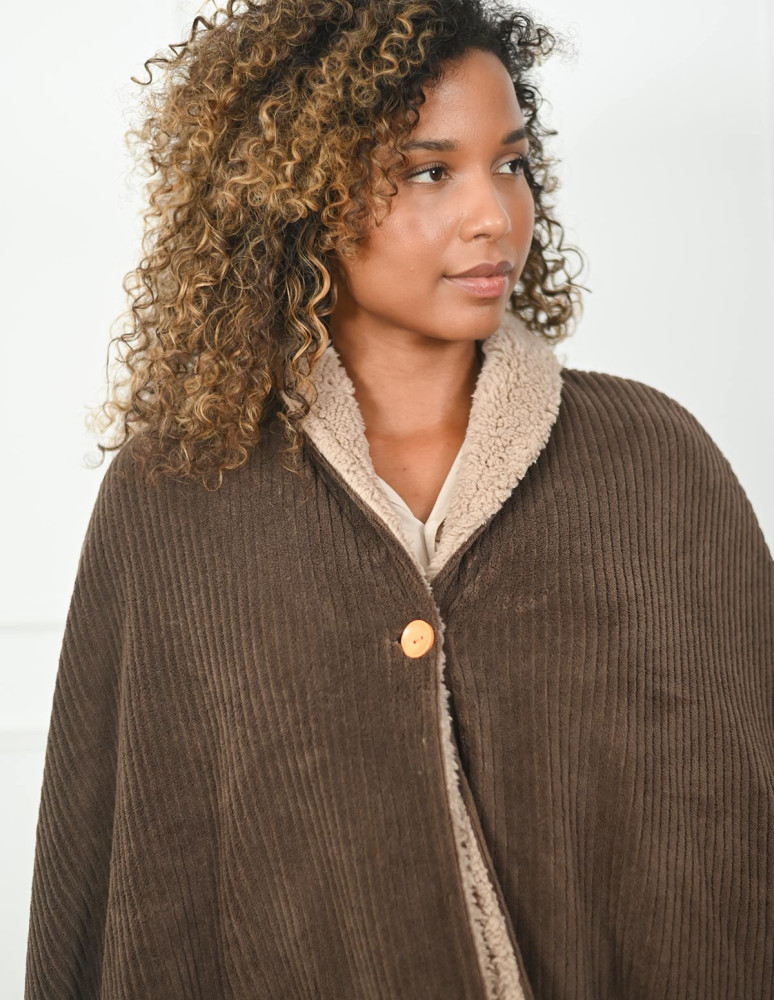 Pélerine polaire cotelé doublé sherpa...