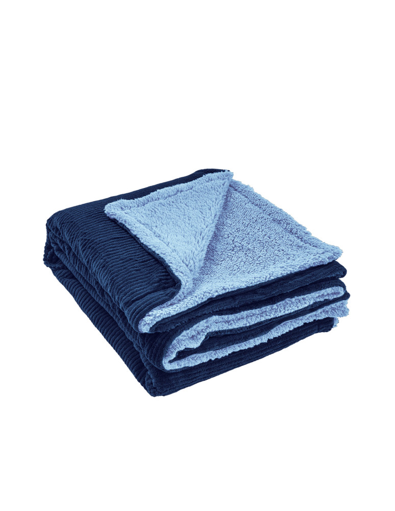 Plaid polaire cotelé doublé sherpa...