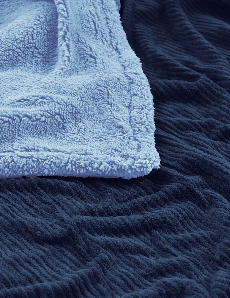 Plaid polaire cotelé doublé sherpa...